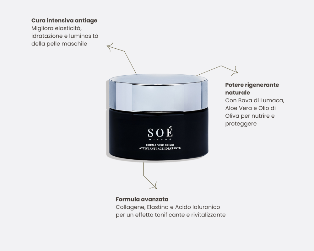 Crema viso uomo anti age collagene soe dida