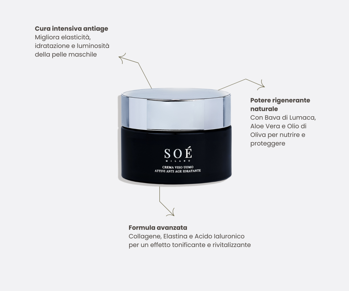 Crema viso uomo anti age collagene soe dida